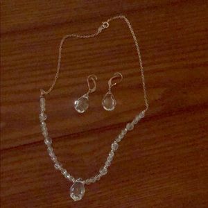cubic zirconia stone necklace and earrings set